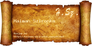 Haiman Szironka névjegykártya